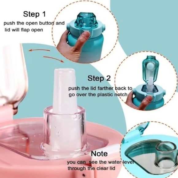 Water bottle tracker pink blue bpa free pop top women's workout accessories men - Picture 2 of 4